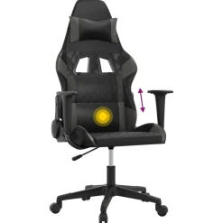 vidaXL Massage gamestoel kunstleer zwart en grijs