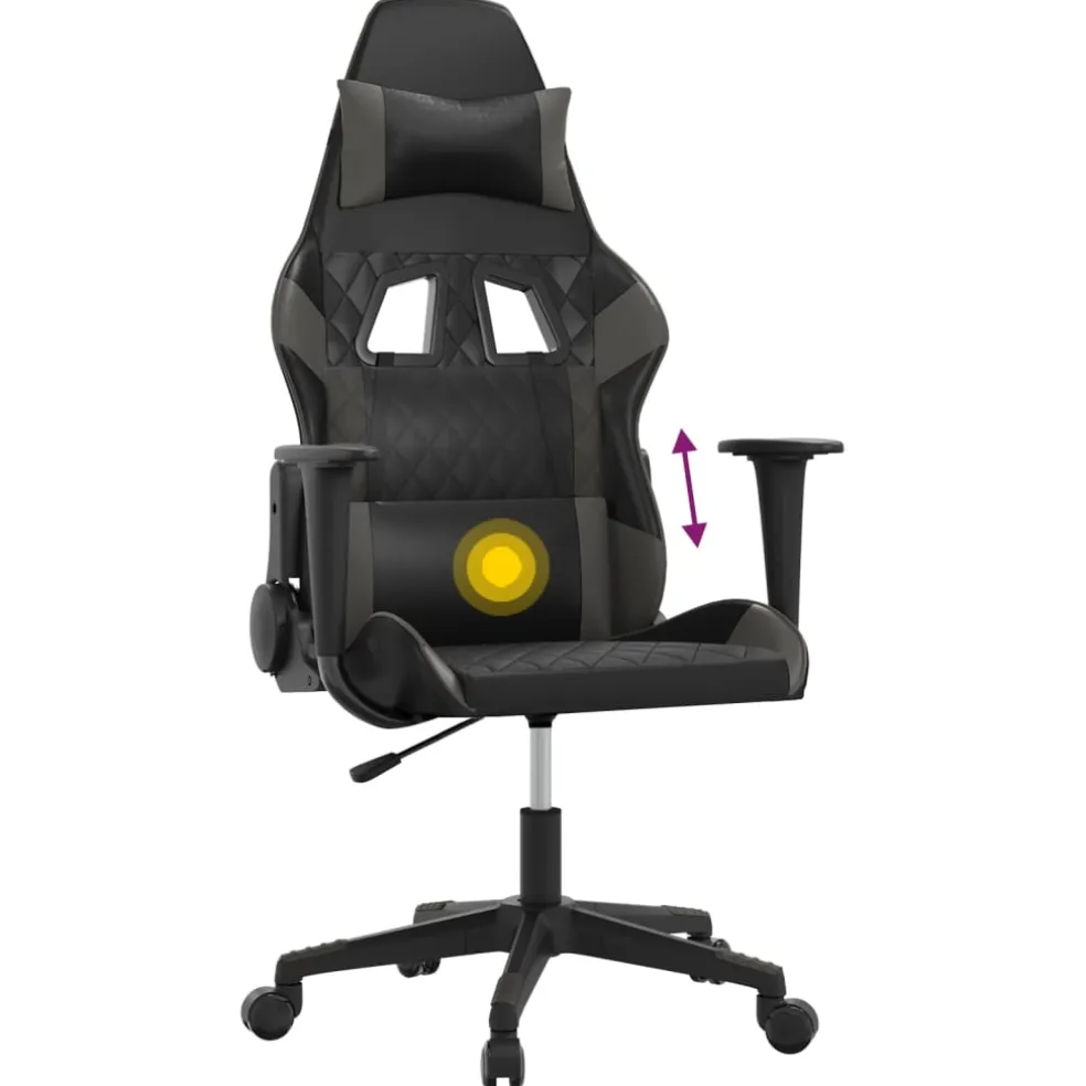 vidaXL Massage gamestoel kunstleer zwart en grijs