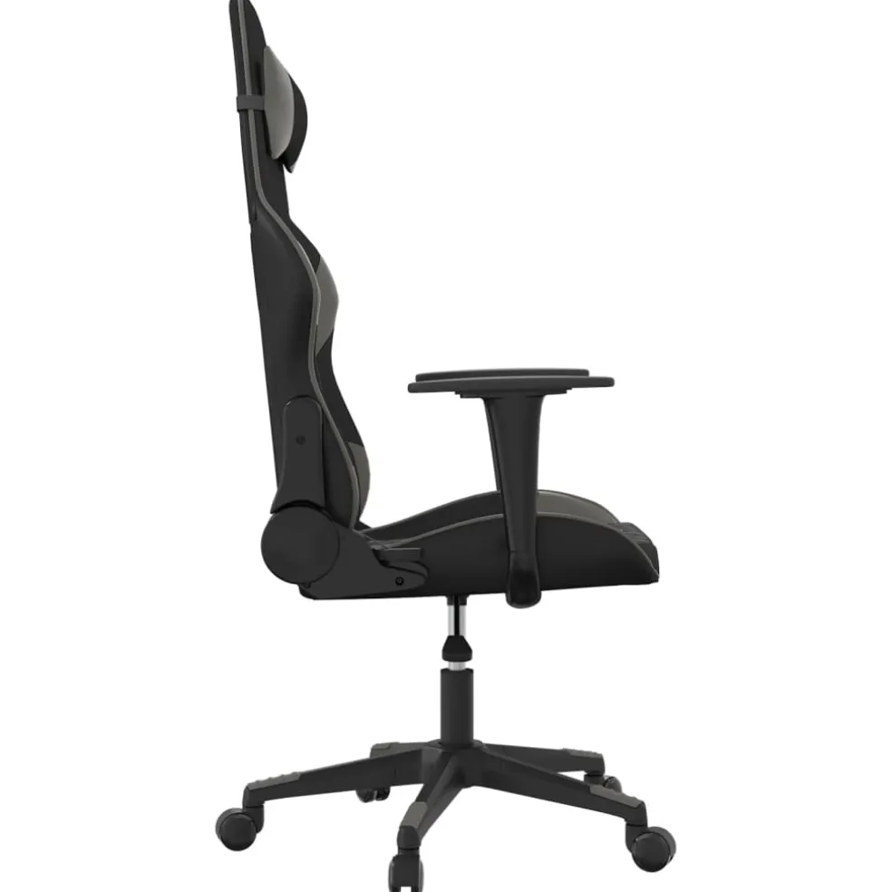 vidaXL Massage gamestoel kunstleer zwart en grijs