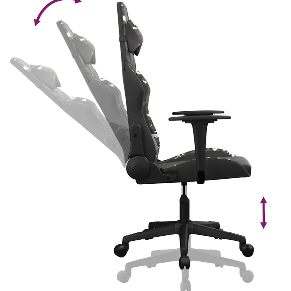 vidaXL Massage gamestoel kunstleer zwart en camouflage