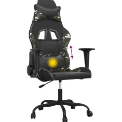 vidaXL Massage gamestoel kunstleer zwart en camouflage