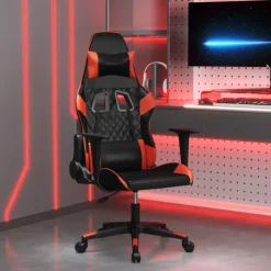 vidaXL Massage gamestoel kunstleer zwart en rood