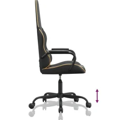 vidaXL Massage gamestoel kunstleer zwart en goudkleurig