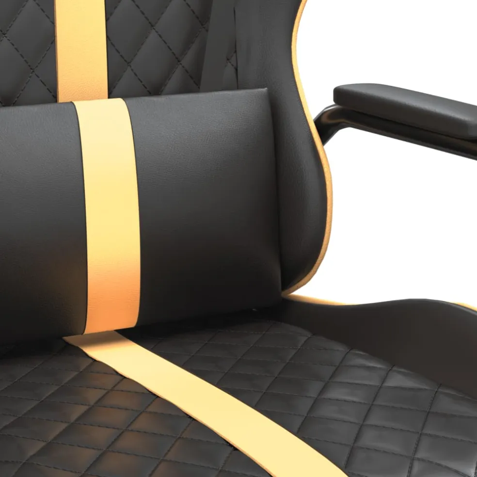 vidaXL Massage gamestoel kunstleer zwart en goudkleurig
