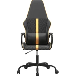 vidaXL Massage gamestoel kunstleer zwart en goudkleurig