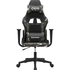 vidaXL Massage gamestoel kunstleer zwart en camouflage