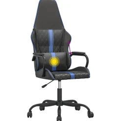 vidaXL Massage gamestoel kunstleer zwart en blauw
