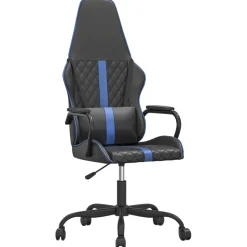 vidaXL Massage gamestoel kunstleer zwart en blauw