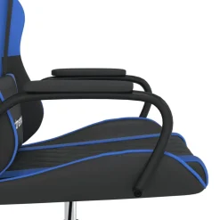 vidaXL Massage gamestoel kunstleer zwart en blauw