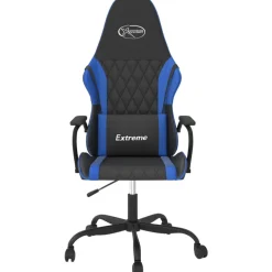vidaXL Massage gamestoel kunstleer zwart en blauw