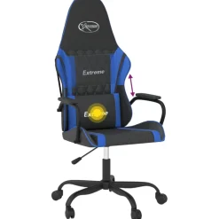 vidaXL Massage gamestoel kunstleer zwart en blauw