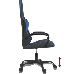 vidaXL Massage gamestoel kunstleer zwart en blauw