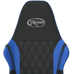 vidaXL Massage gamestoel kunstleer zwart en blauw