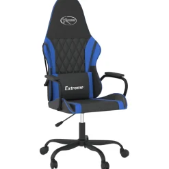 vidaXL Massage gamestoel kunstleer zwart en blauw