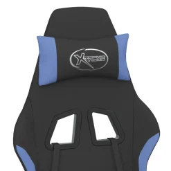 vidaXL Massage gamestoel met voetensteun stof zwart en blauw