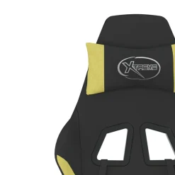 vidaXL Massage gamestoel met voetensteun stof zwart en lichtgroen
