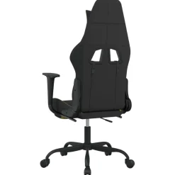 vidaXL Massage gamestoel met voetensteun stof zwart en lichtgroen