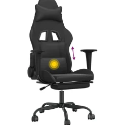 vidaXL Massage gamestoel met voetensteun kunstleer zwart