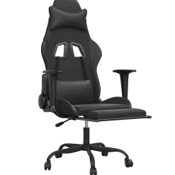 vidaXL Massage gamestoel met voetensteun kunstleer zwart