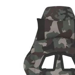 vidaXL Massage gamestoel met voetensteun stof zwart en camouflage