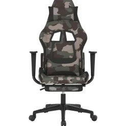 vidaXL Massage gamestoel met voetensteun stof zwart en camouflage