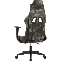 vidaXL Massage gamestoel met voetensteun stof zwart en camouflage
