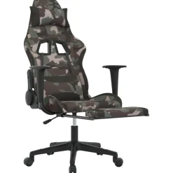 vidaXL Massage gamestoel met voetensteun stof zwart en camouflage