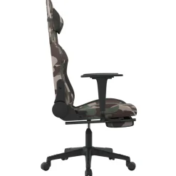 vidaXL Massage gamestoel met voetensteun stof zwart en camouflage