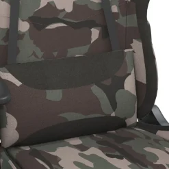 vidaXL Massage gamestoel met voetensteun stof zwart en camouflage
