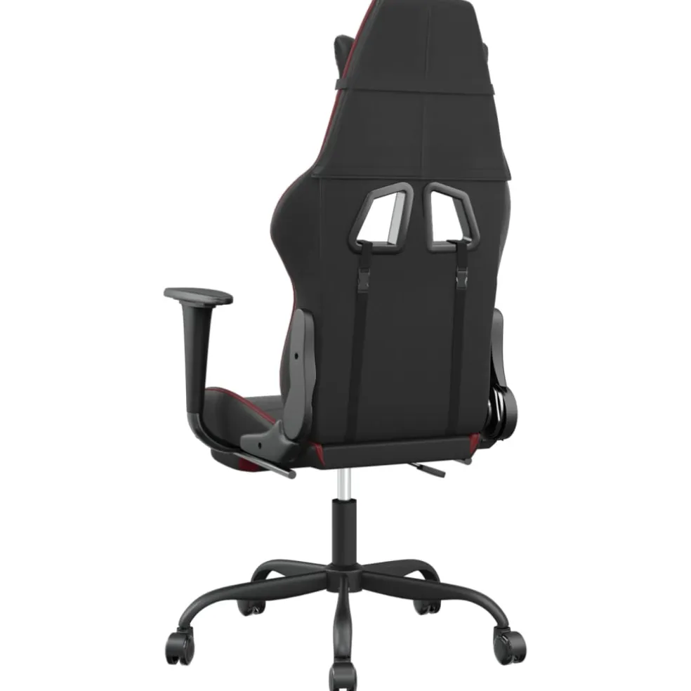 vidaXL Massage gamestoel met voetensteun kunstleer zwart en wijnrood
