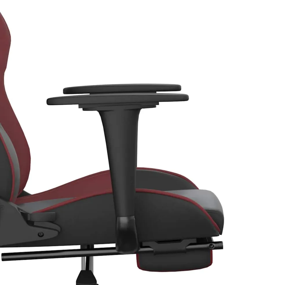 vidaXL Massage gamestoel met voetensteun kunstleer zwart en wijnrood