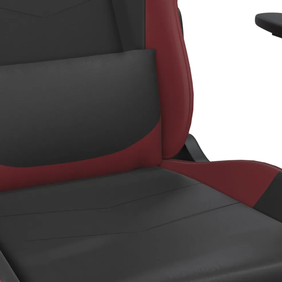 vidaXL Massage gamestoel met voetensteun kunstleer zwart en wijnrood