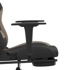 vidaXL Massage gamestoel met voetensteun stof zwart en taupe
