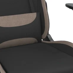 vidaXL Massage gamestoel met voetensteun stof zwart en taupe
