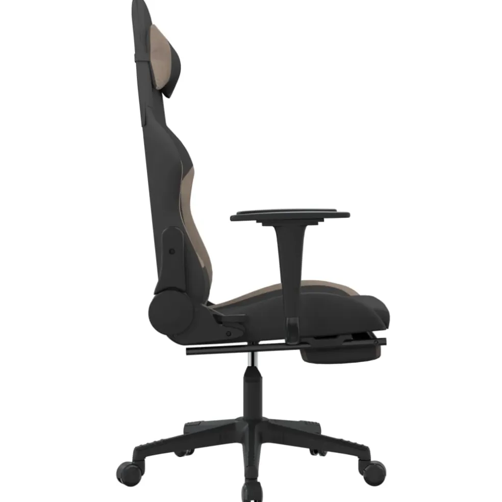 vidaXL Massage gamestoel met voetensteun stof zwart en taupe
