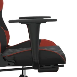 vidaXL Massage gamestoel met voetensteun kunstleer zwart en wijnrood