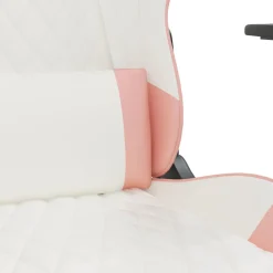 vidaXL Massage gamestoel met voetensteun kunstleer wit en roze
