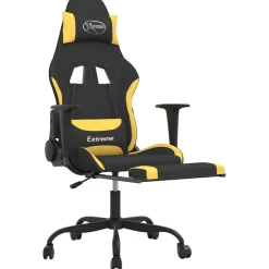vidaXL Massage gamestoel met voetensteun stof zwart en geel
