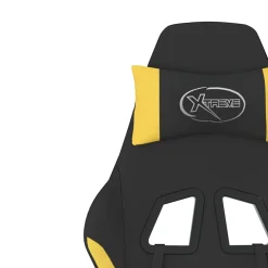 vidaXL Massage gamestoel met voetensteun stof zwart en geel