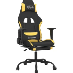 vidaXL Massage gamestoel met voetensteun stof zwart en geel
