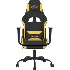 vidaXL Massage gamestoel met voetensteun stof zwart en geel