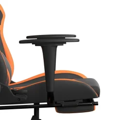 vidaXL Massage gamestoel met voetensteun kunstleer zwart en oranje