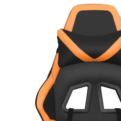 vidaXL Massage gamestoel met voetensteun kunstleer zwart en oranje