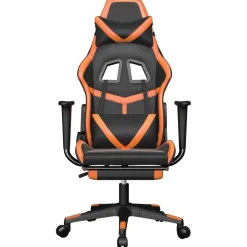 vidaXL Massage gamestoel met voetensteun kunstleer zwart en oranje