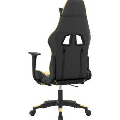 vidaXL Massage gamestoel met voetensteun kunstleer zwart/goudkleurig