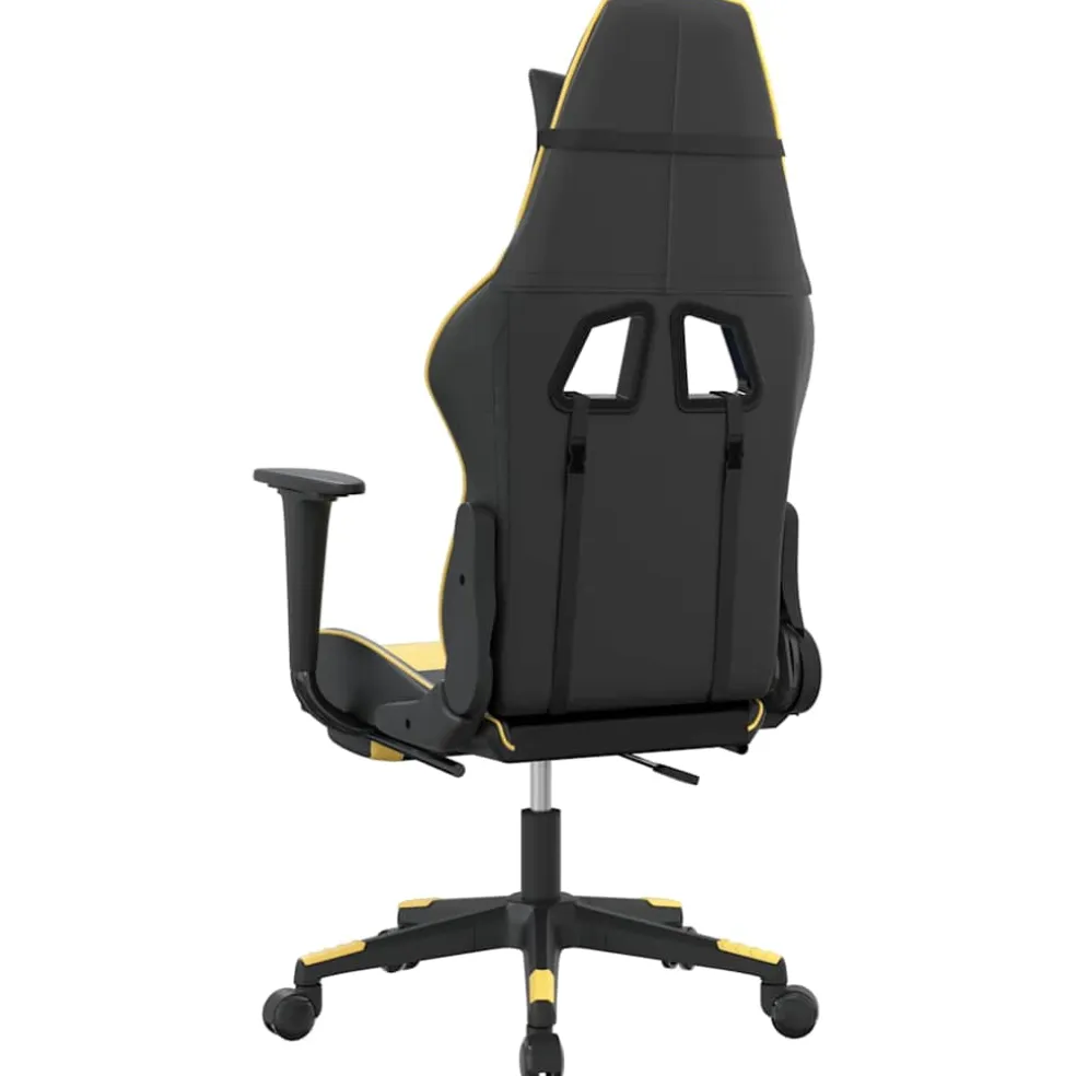vidaXL Massage gamestoel met voetensteun kunstleer zwart/goudkleurig