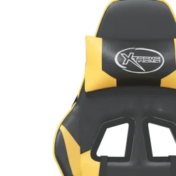 vidaXL Massage gamestoel met voetensteun kunstleer zwart/goudkleurig