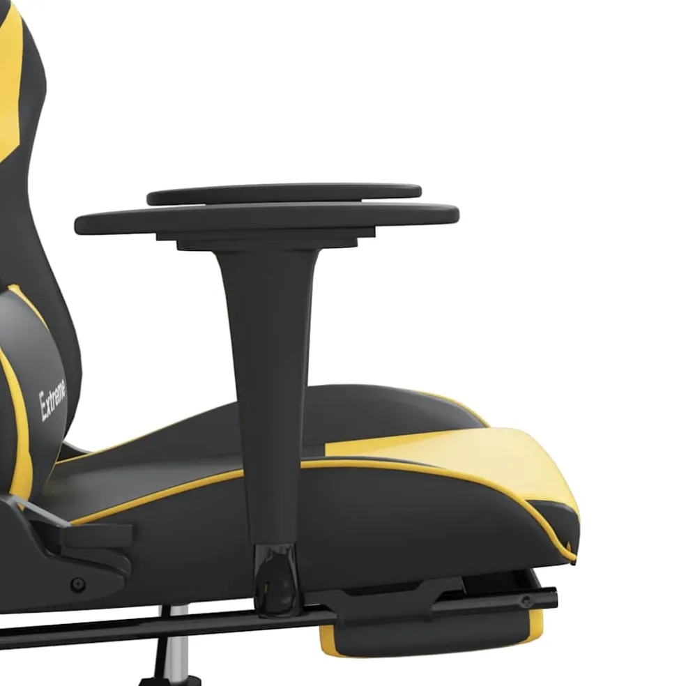 vidaXL Massage gamestoel met voetensteun kunstleer zwart/goudkleurig