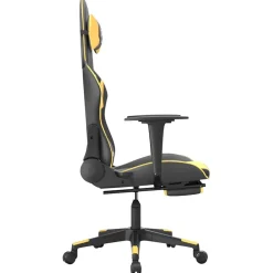 vidaXL Massage gamestoel met voetensteun kunstleer zwart/goudkleurig
