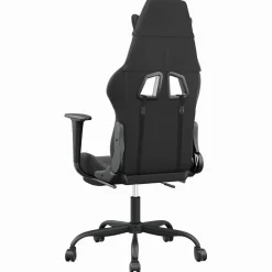 vidaXL Massage gamestoel met voetensteun kunstleer zwart en grijs